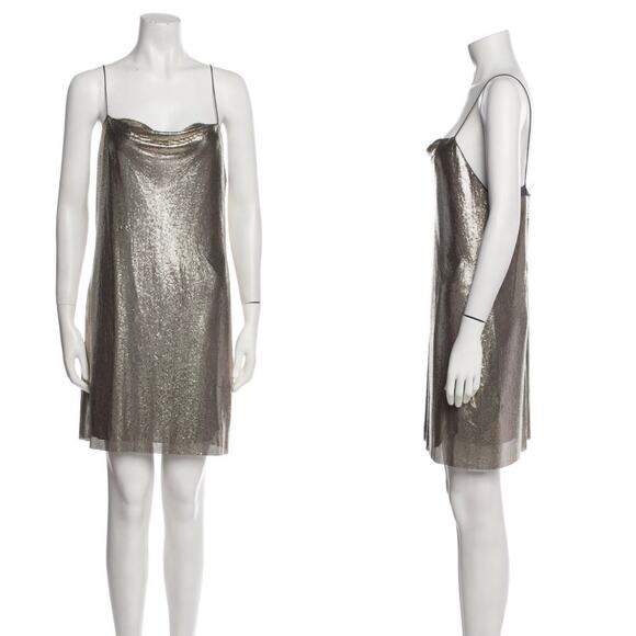 Alice + Olivia Harmony Chain Mail Slip Dress Metallic Silver Size 8 NWT - Picture 4 of 11